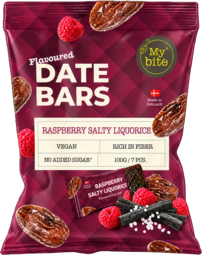 Flavoured Date Bars Raspberry Salty Liquorice